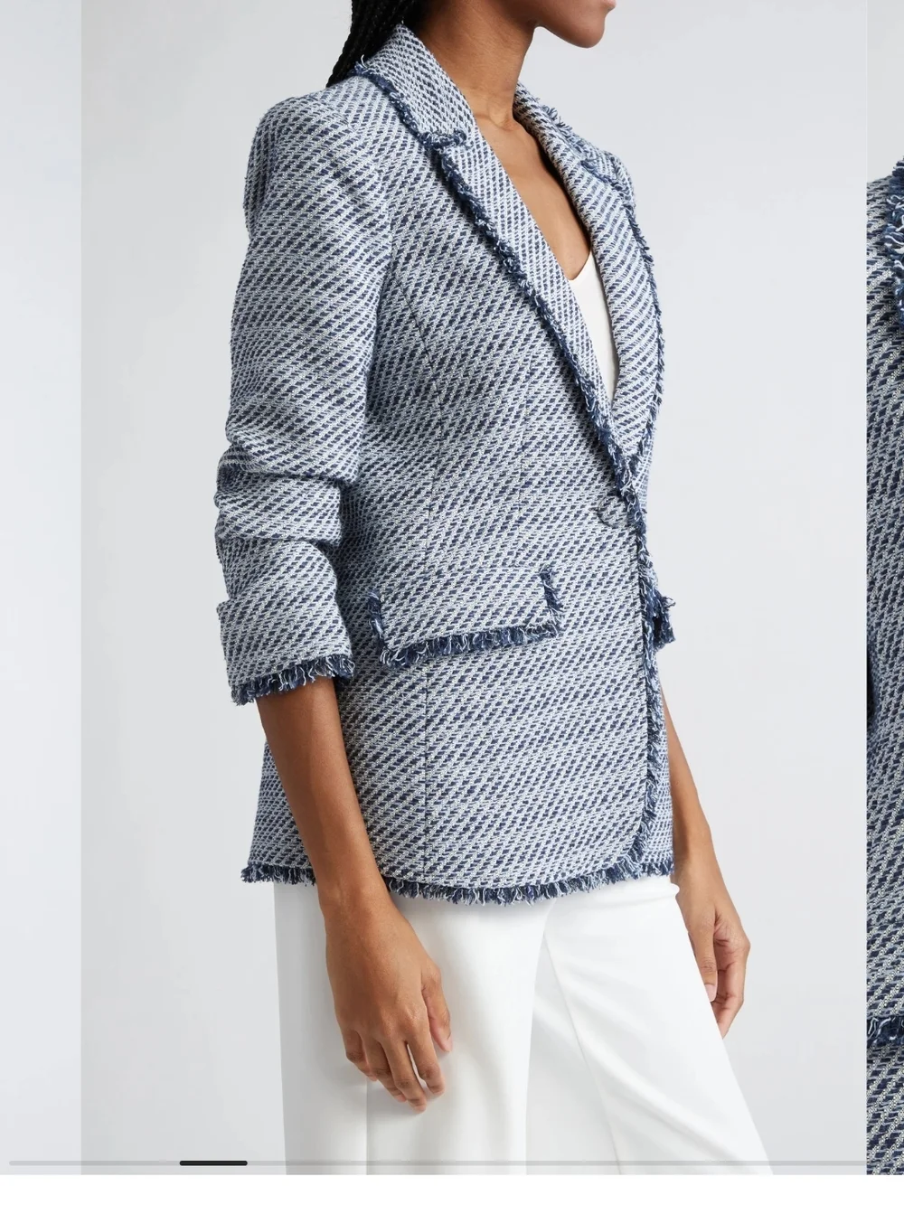 Cinq à Sept Noemie Khloe Bouncle Blazer In Navy Multi Sz 0 - Picture 3 of 13